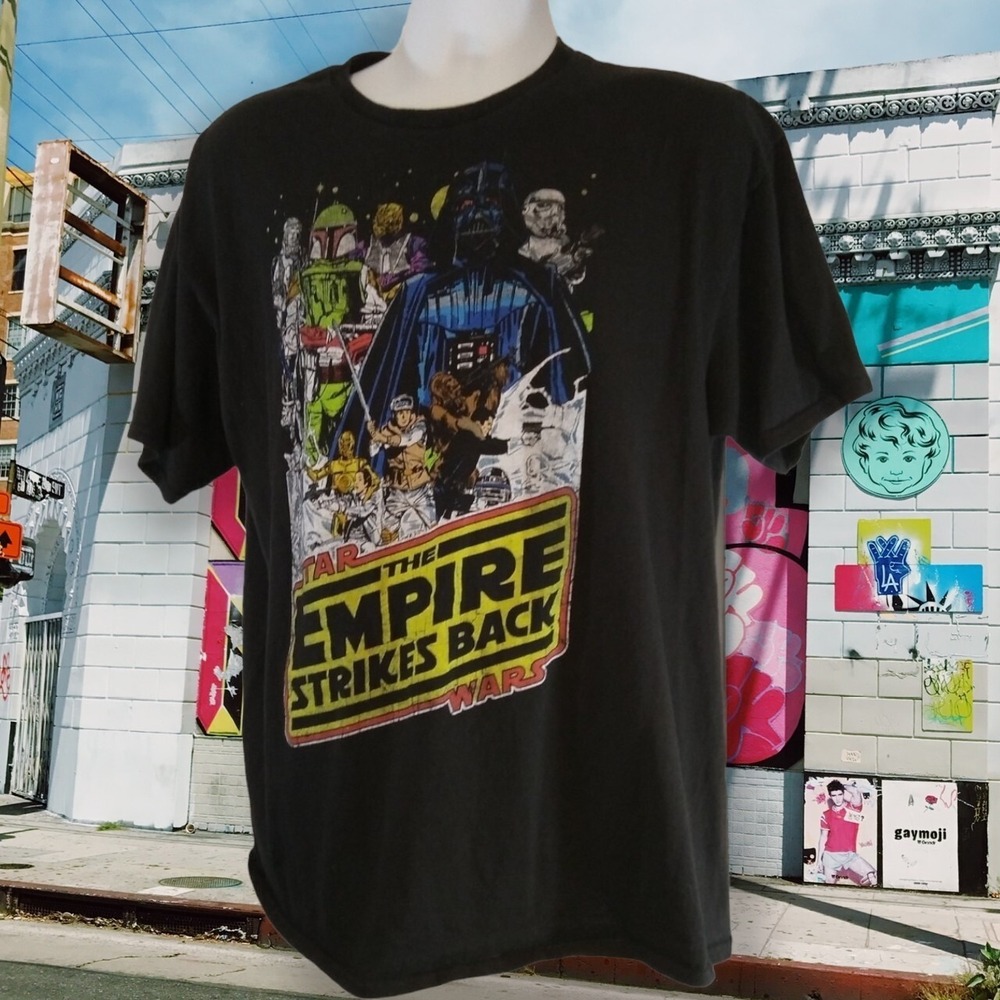 Star Wars Shirt Mens XL Black with Colorful LOGO The Empire Strikes Back